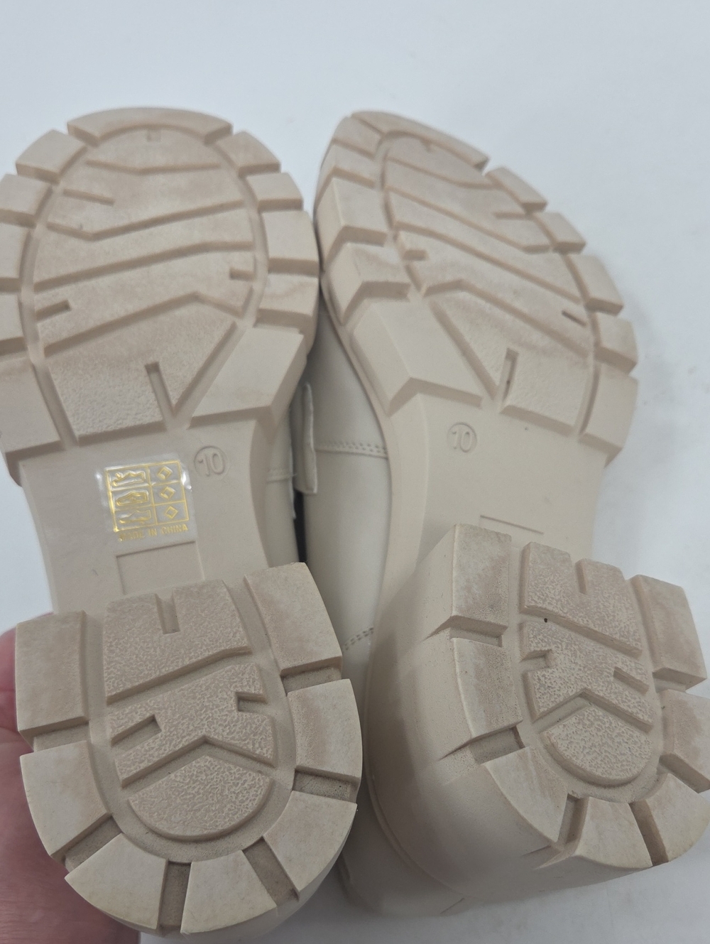 Beige Chunky Loafer with Gold Bit Accent - Picture 16 of 16